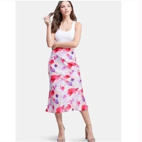 Lulus Satin Pink/Purple Splatter Skirt Size XS/Small NWT - Picture 1 of 8